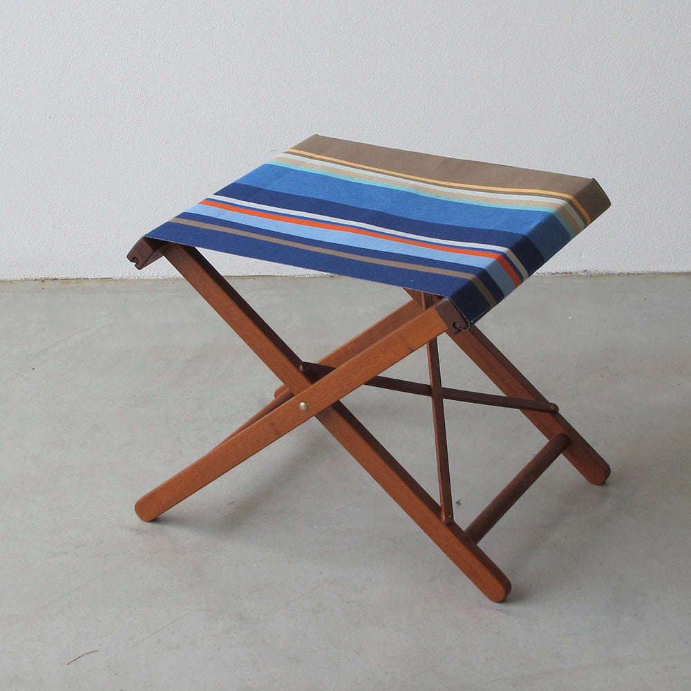 Folding Stool Hardwood Cotton Stripe Collioure Roy