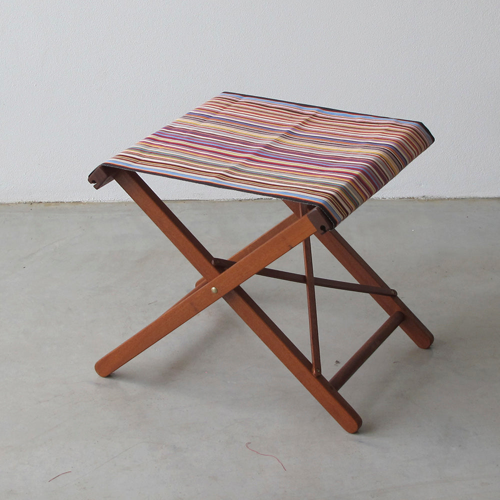 Folding Stool Hardwood Cotton Stripe Tom Multi