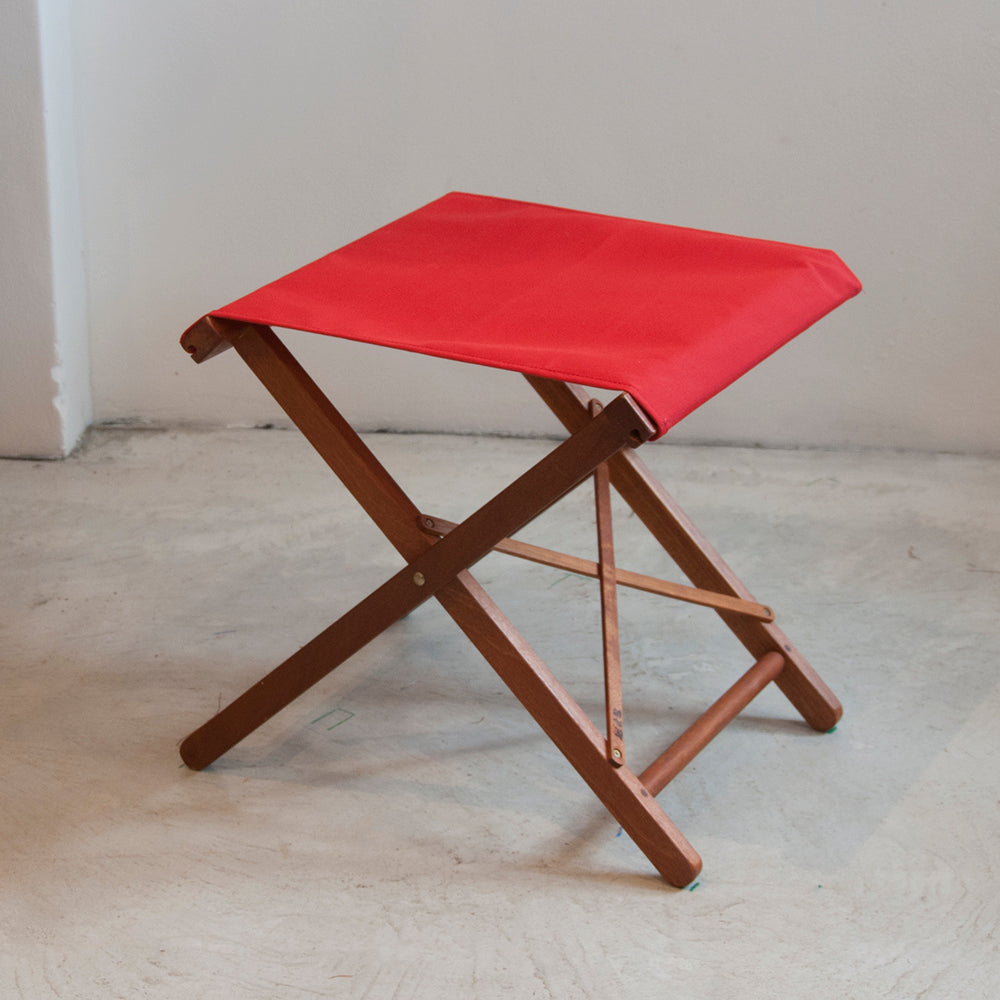Folding Stool Hardwood Synthetic Solid Red