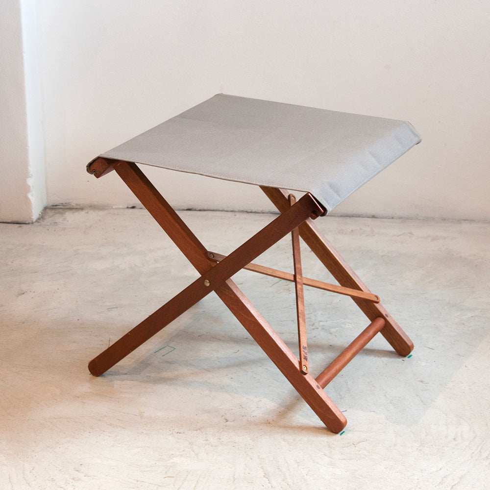 Folding Stool Hardwood Synthetic Solid Taupe