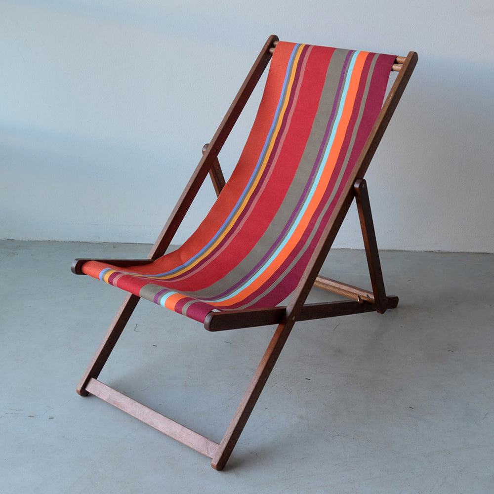 Deckchair Hardwood Cotton Collioure Rouge