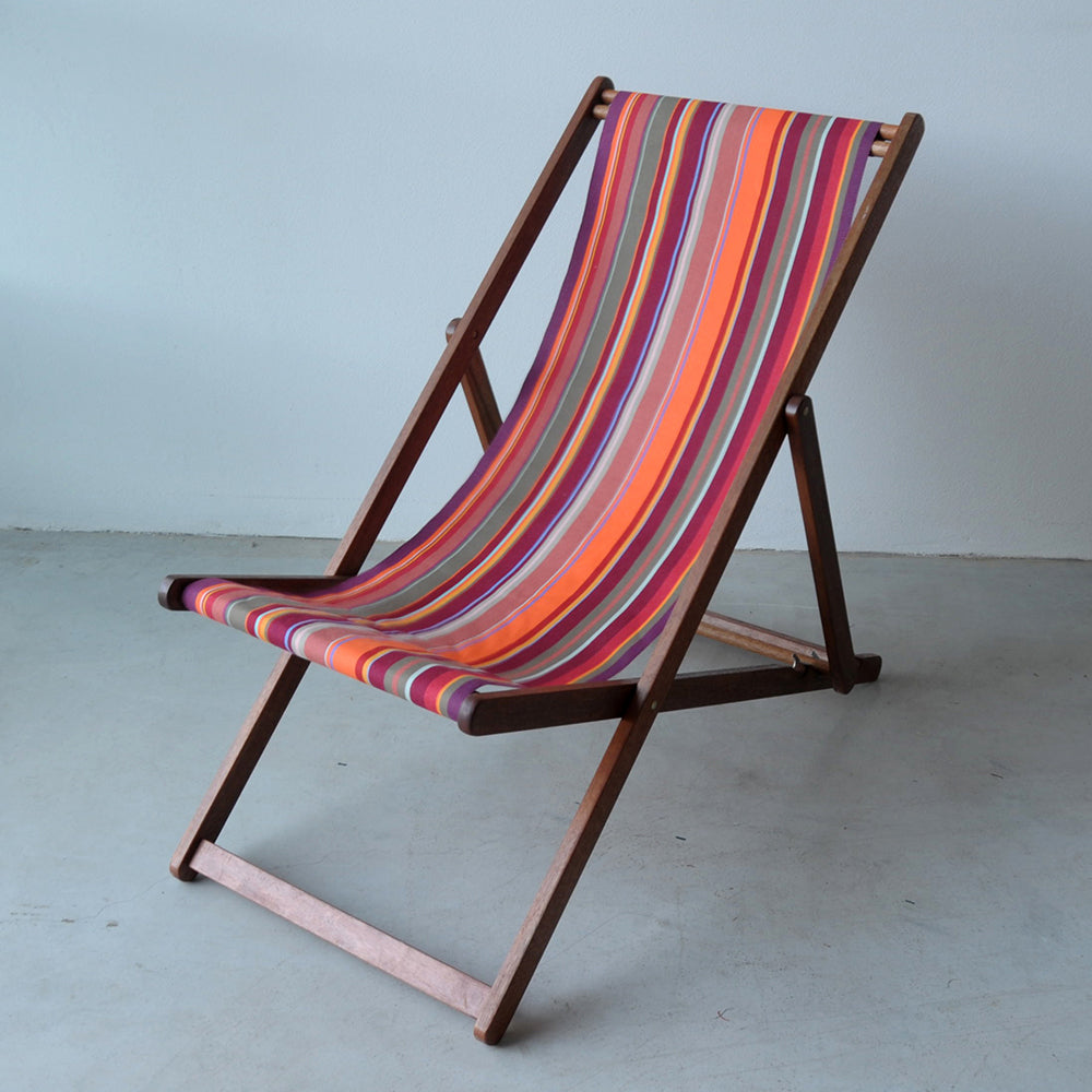 Deckchair Hardwood Cotton St Vincent Rouge