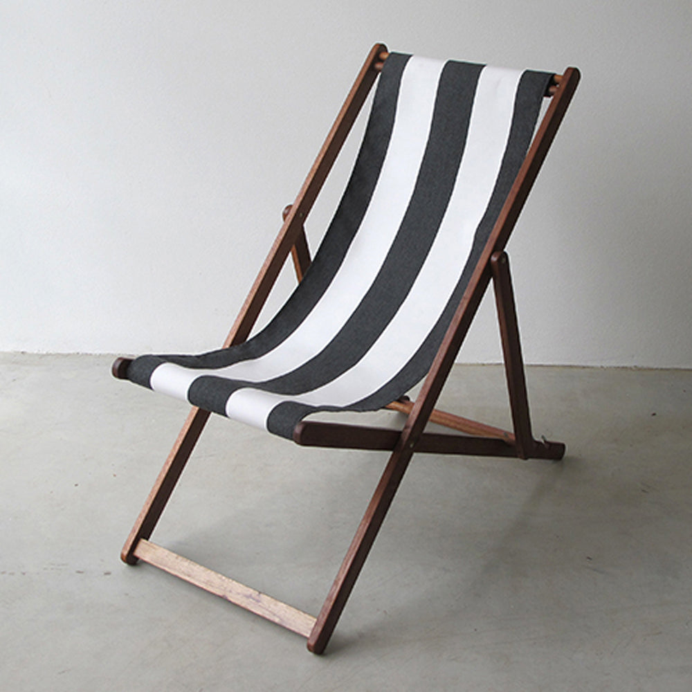 Deckchair Hardwood Synthetic Charcoal/White