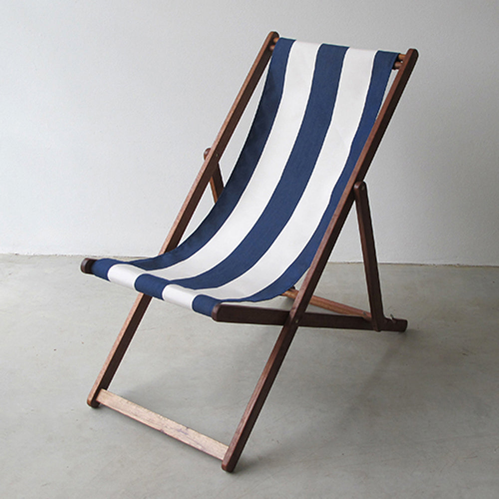 Deckchair Hardwood Synthetic Navy/Cream