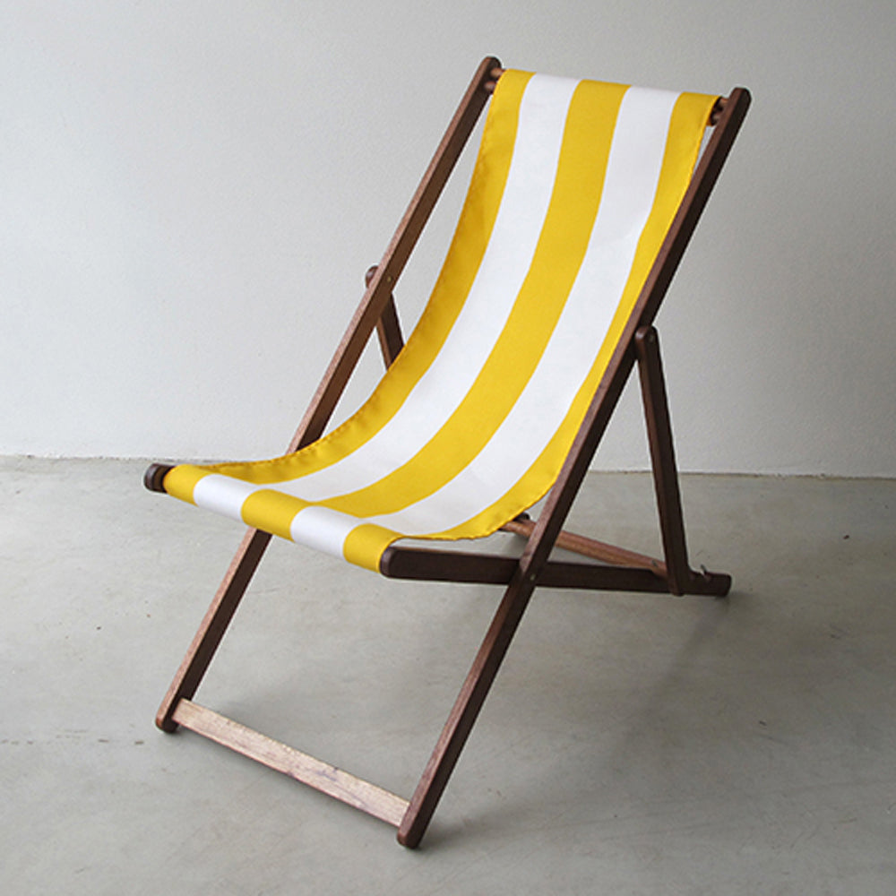 Deckchair Hardwood Synthetic Yellow/White