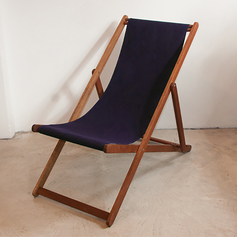 Deckchair Hardwood Synthetic Navy Sunbrella