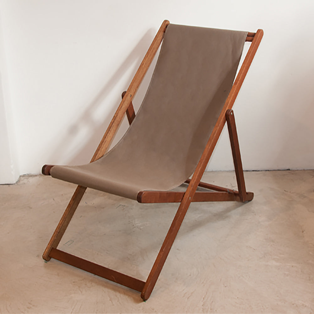 Deckchair Hardwood Synthetic Taupe Sunbrella