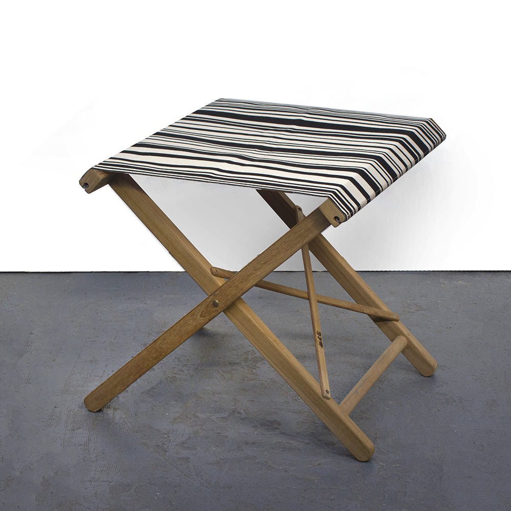 Folding Stool Teak Cotton Tom Black