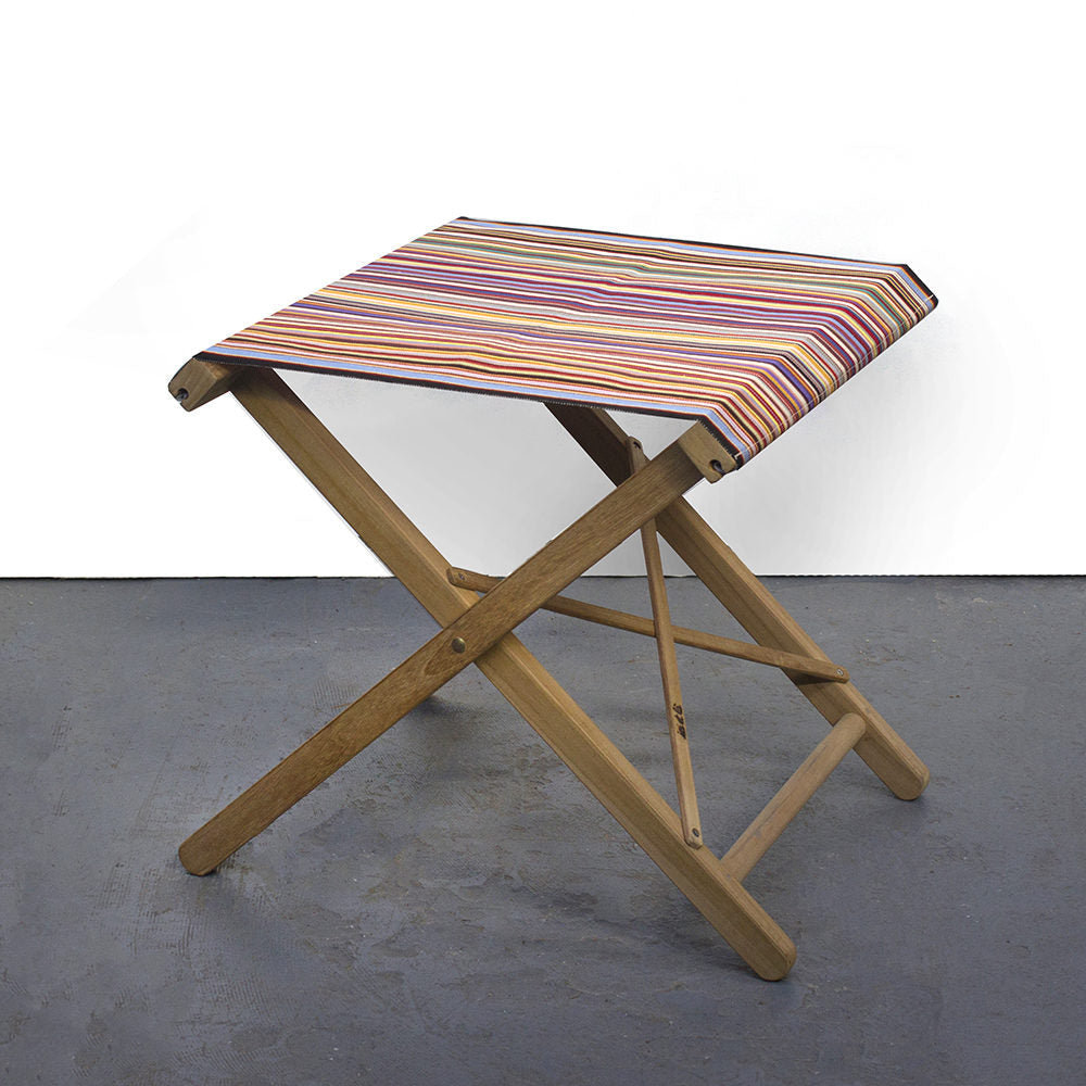 Folding Stool Teak Cotton Tom Multi