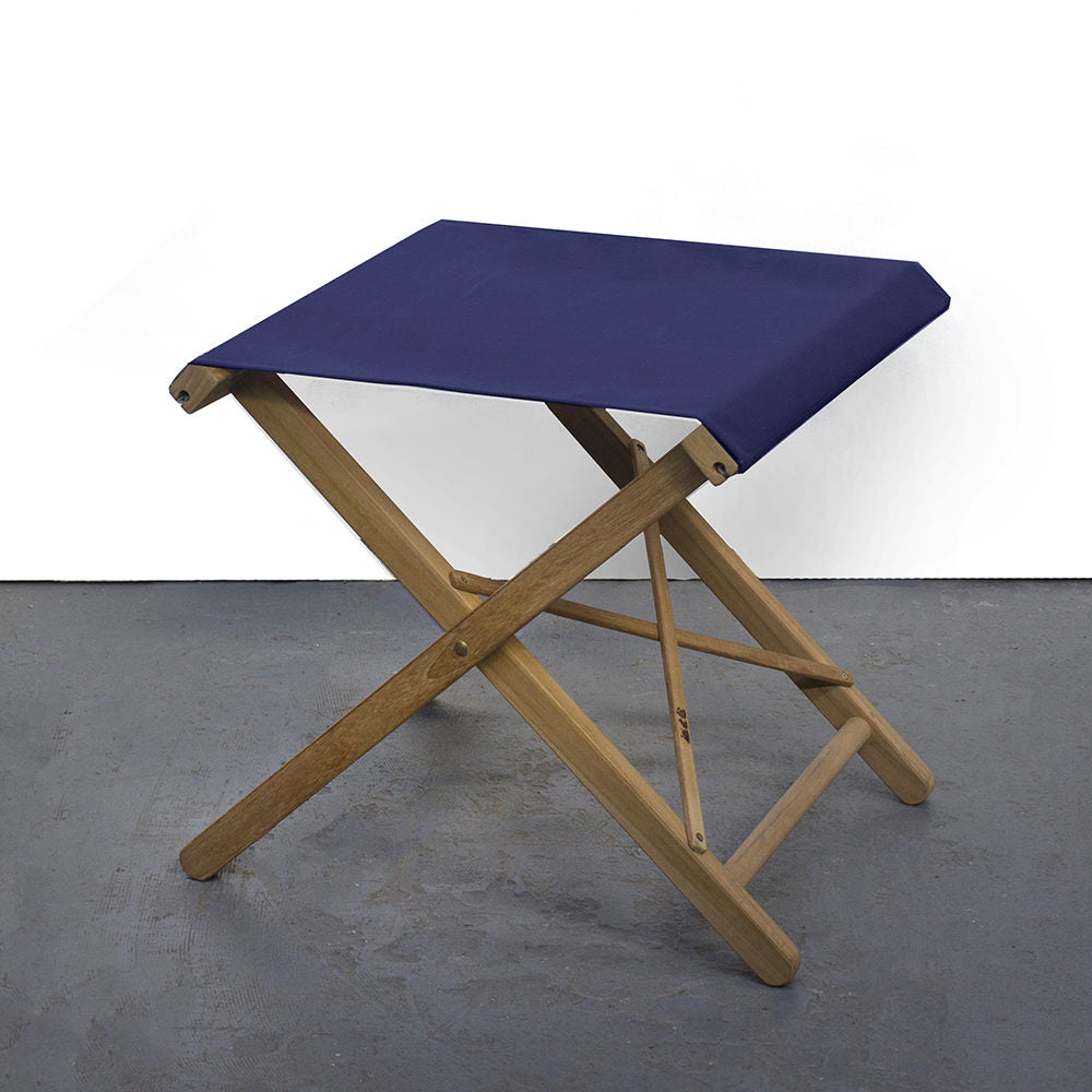 Folding Stool Teak Synthetic Navy