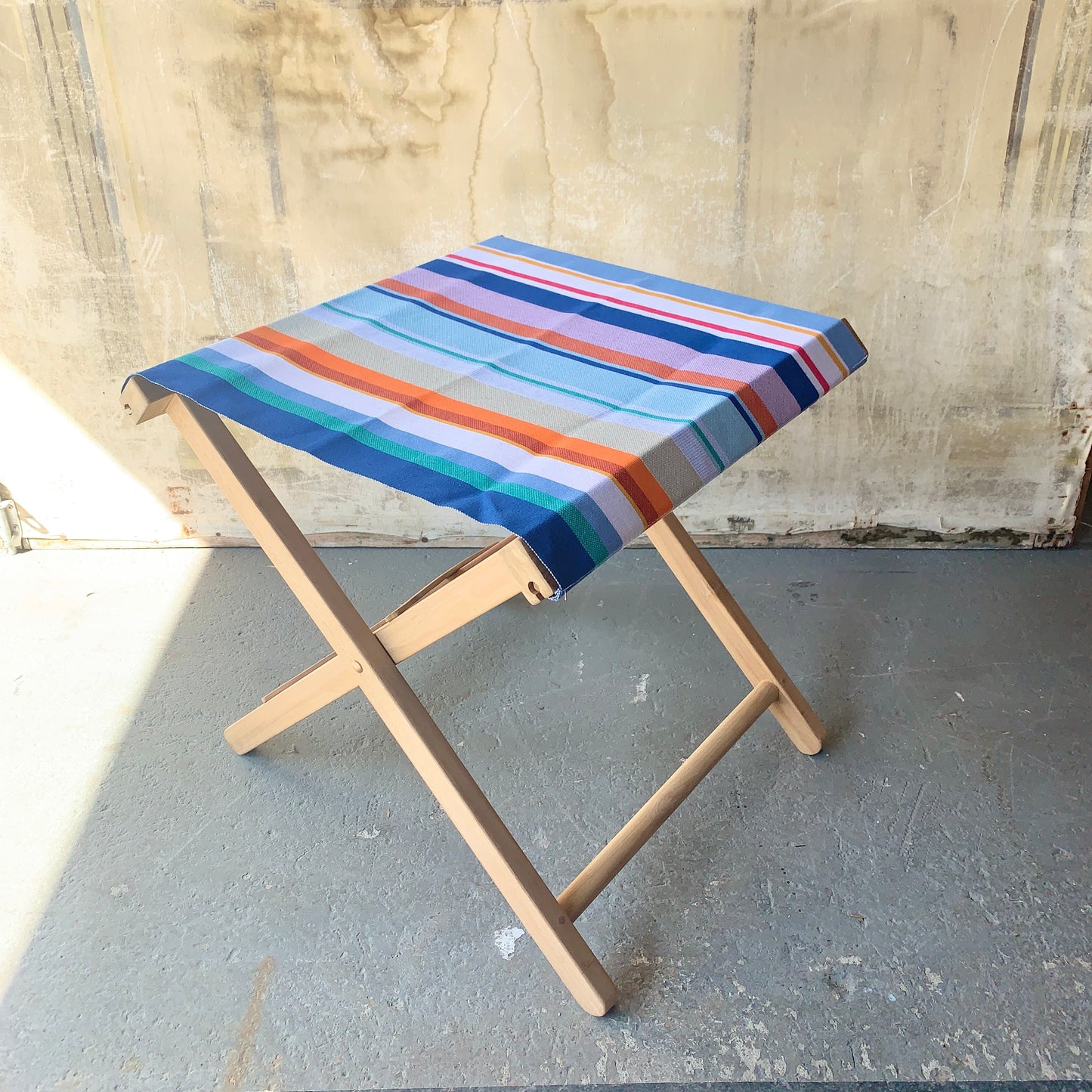 Folding Stool Teak Cotton Canet en Roussillon