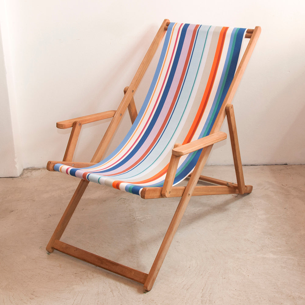 Deckchair w/Arms Teak Cotton Canet en Roussillon