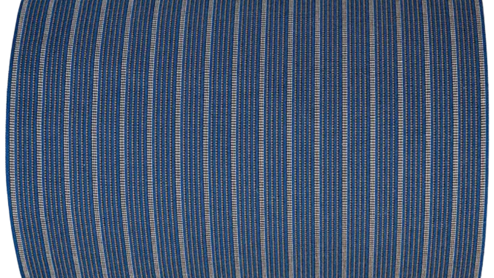 Blue and light stripes with detailed weave by Les Toiles du Soleil