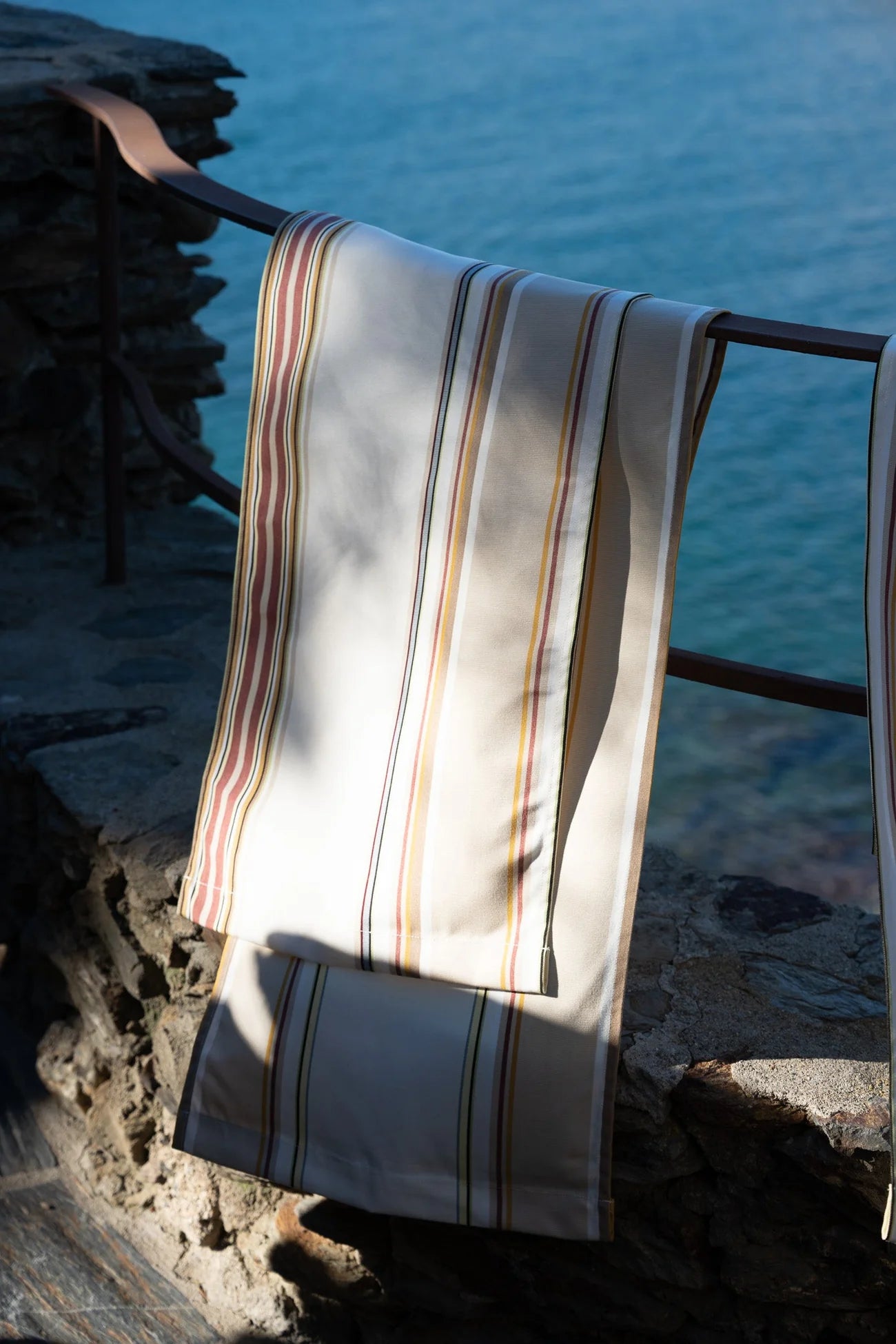 Auguste multi coloured striped Les Toiles du Soleil Sunbrella fabric 