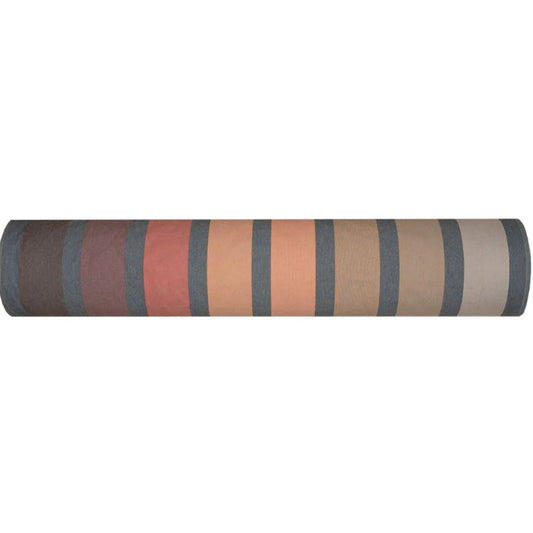 100% cotton fabric roll by Les Toiles du Soleil. Automne multi coloured stripes of terracotta, peach, taupe and beige