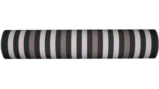 Boulevard Raspail Taupe 100% cotton Les Toiles du Soleil 180cm with black, brown and neutral multi striped fabric roll 