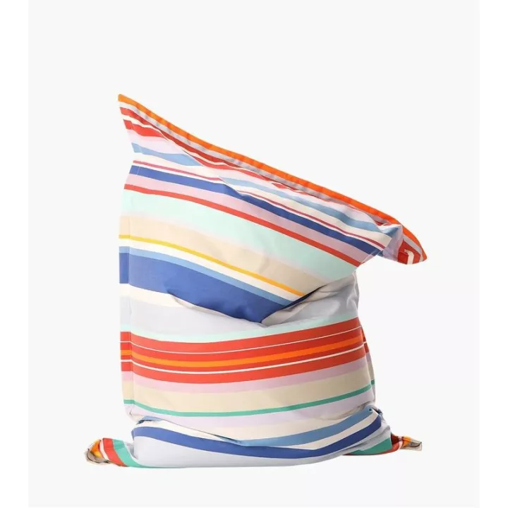 Les Toiles du Soleil multicolored striped Canet En Roussillon Outdoor Sunbrella Fabric large exterior cushion  on a white background