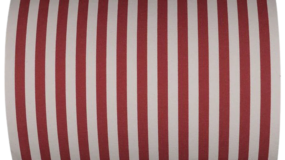 Cotton fabric roll featuring stripes of ecru and tomette/ tomato terracotta 