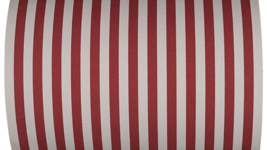Cotton fabric roll featuring stripes of ecru and tomette/ tomato terracotta 