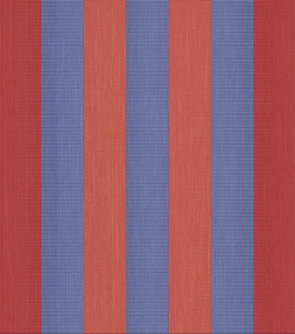 Thumbnail of Carthage Roy Rose choc which is a vibrant coloured striped fabric with deep reds, blues  and pop of bright red