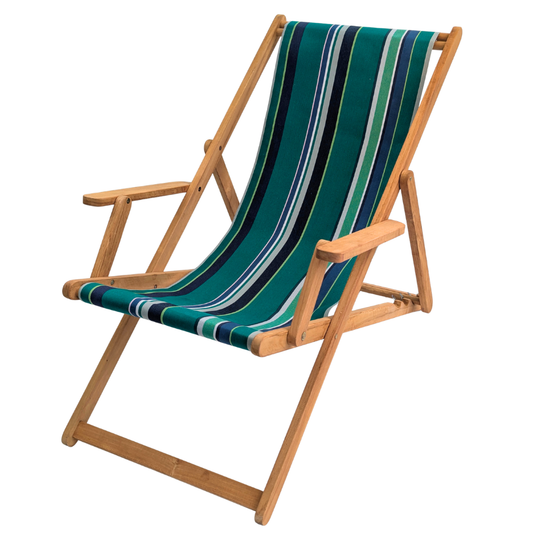 Teak Deckchair w/Arms - Cotton - EMERAUDE