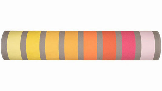 Eté multi coloured striped Les Toiles du Soleil 100% cotton fabric. With yellows oranges, red and pink