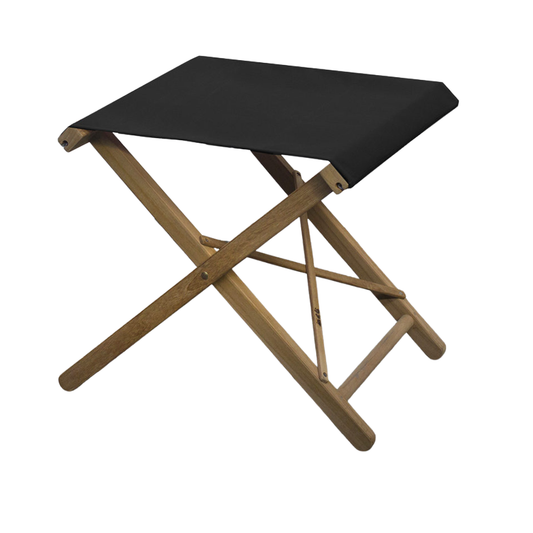 Teak Folding Stool - Sunbrella - BLACK