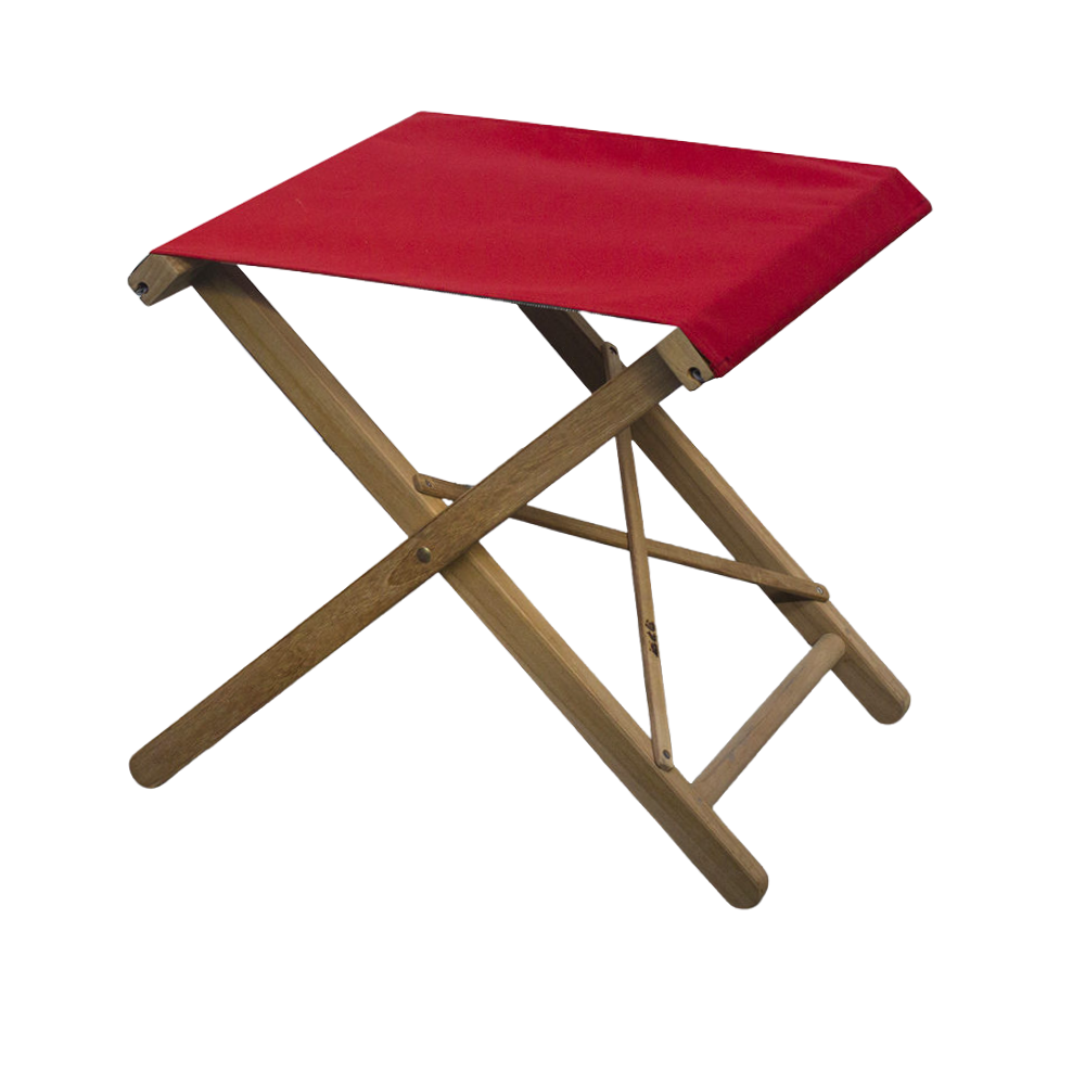 Teak Folding Stool - Sunbrella - RED