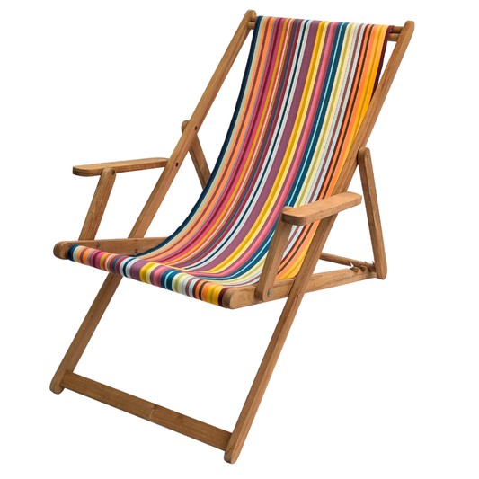 Teak Deckchair w/Arms - Sunbrella - JOUR DE FÊTE