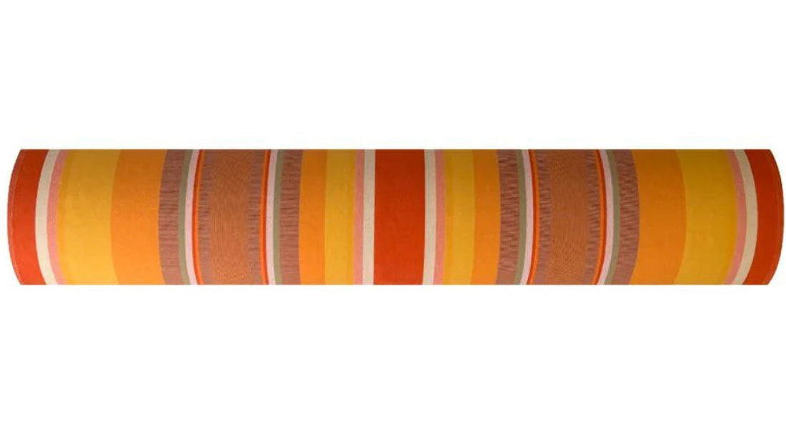 L'Apricot 100% cotton fabric roll by Les Toiles du Soleil. Multi warm coloured striped fabric