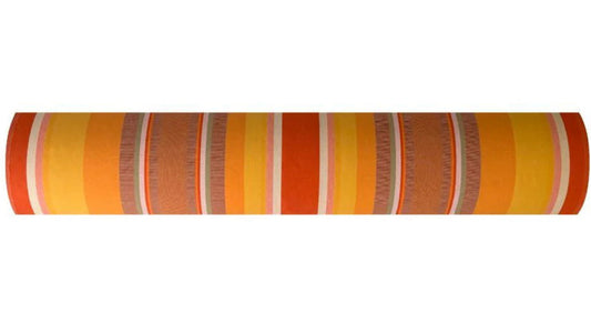 L'Apricot 100% cotton fabric roll by Les Toiles du Soleil. Multi warm coloured striped fabric