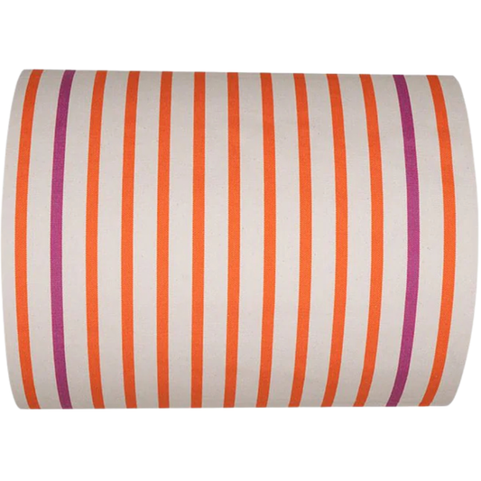 Vibrant thin sailor stripes of orange and fuchsia on a 43cm 100% cotton fabric roll by Les Toiles du Soleil