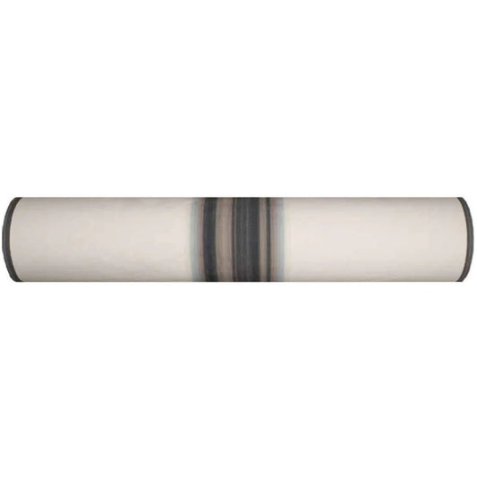 PEINTURE Les Toiles du Soleil 100% cotton fabric roll with multi coloured grey, blue and beige stripes in the middle of the fabric