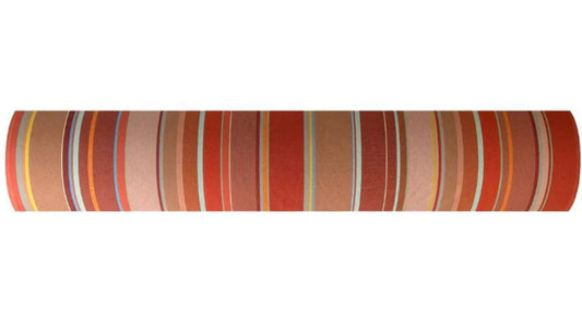 Les Toiles du Soleil 100% cotton Pezilla-la-rivière fabric roll. Striped with Multi colours - ight stone and terracotta, soft greens, subtle rusts and the patinated reds.