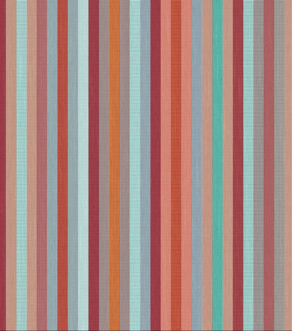 Pop Tomette fabric thumbnail featuring a striped pattern with rich autumn-inspired tones, balancing vibrant colour with softer touches. A detailed 100% cotton weave by By Les Toiles du Soleil
