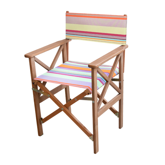Teak Director’s Chair - Sunbrella - JUNE SUNSET