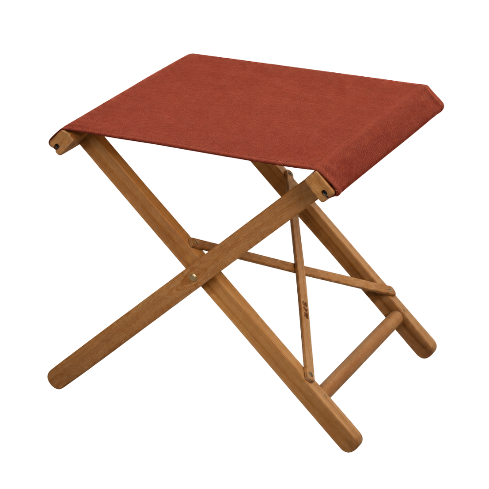 Teak Folding Stool - Sunbrella - TERRACOTTA