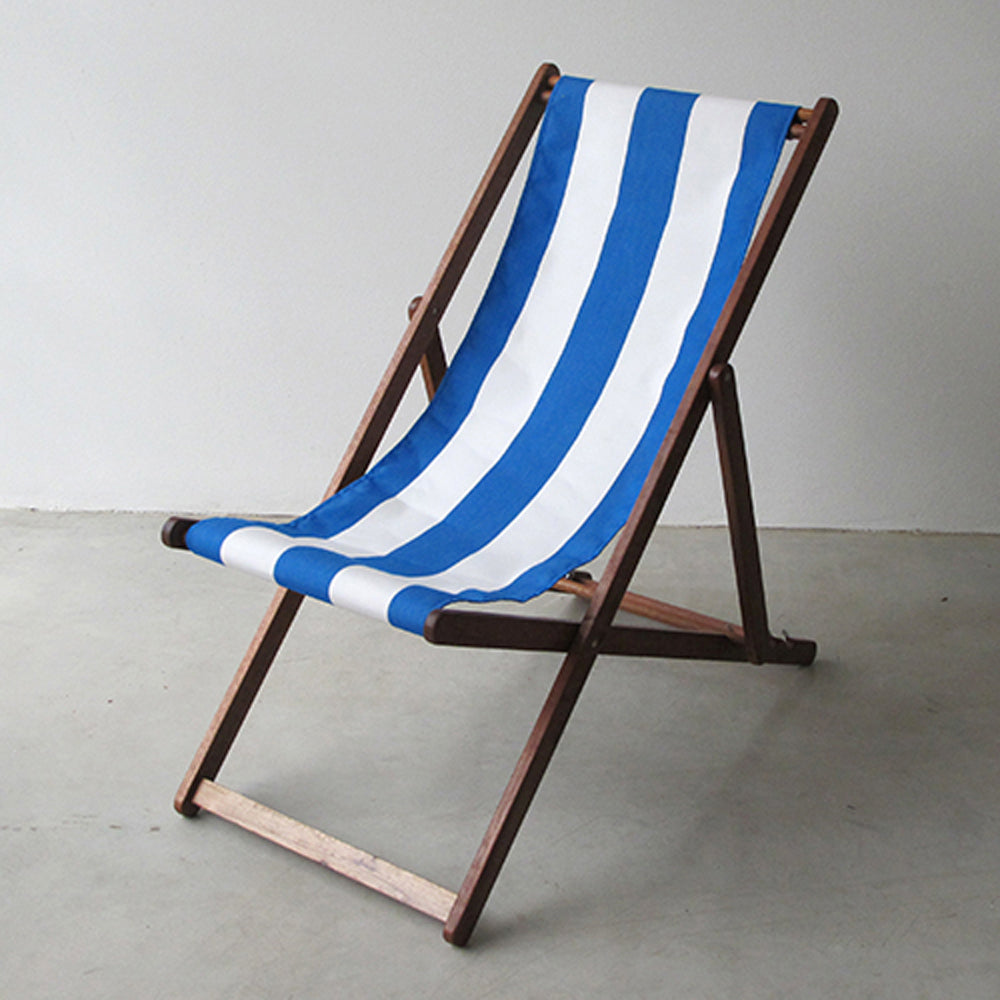 Deckchair Hardwood Synthetic Royal Blue/White