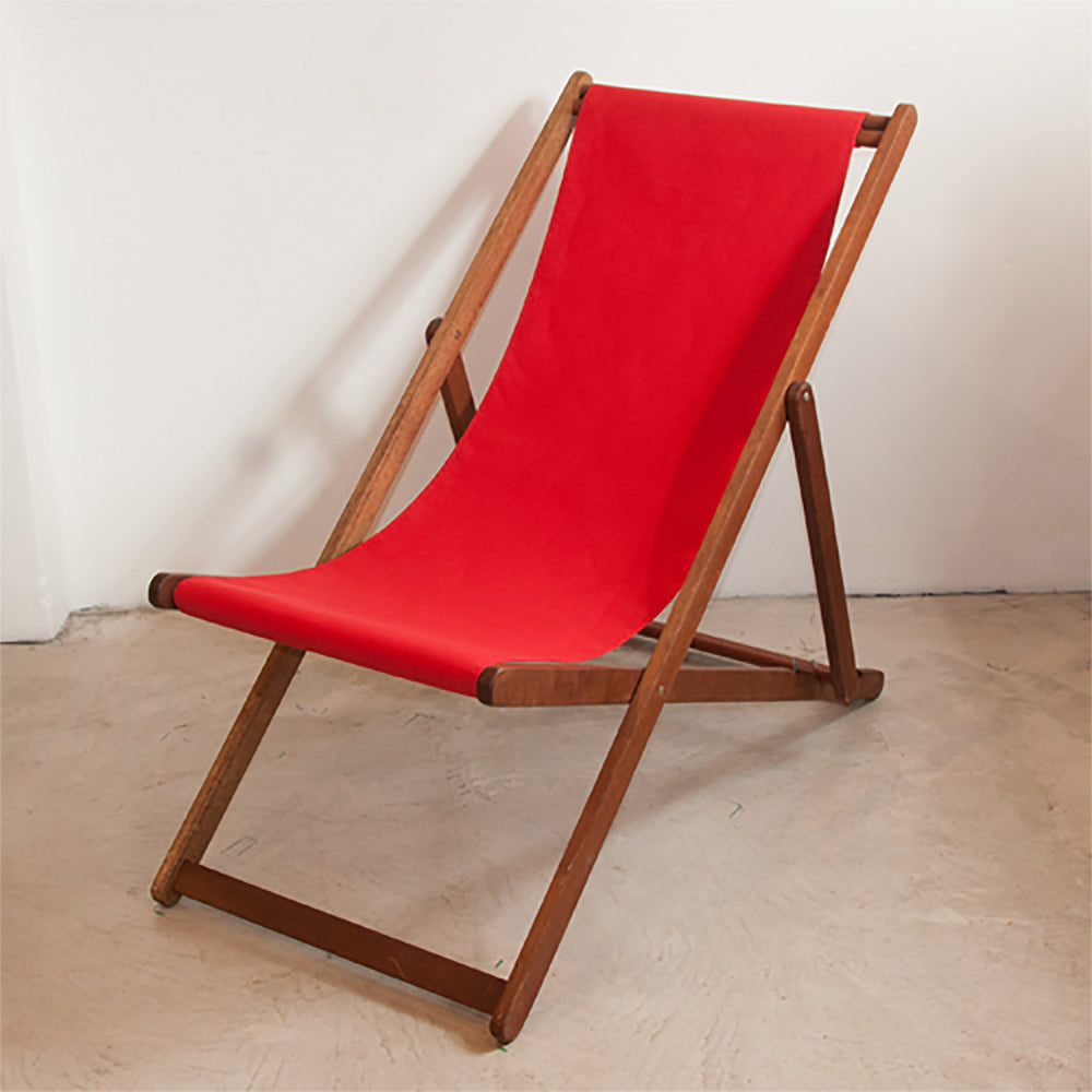 Deckchair Hardwood Synthetic Logo Red Sunbrella