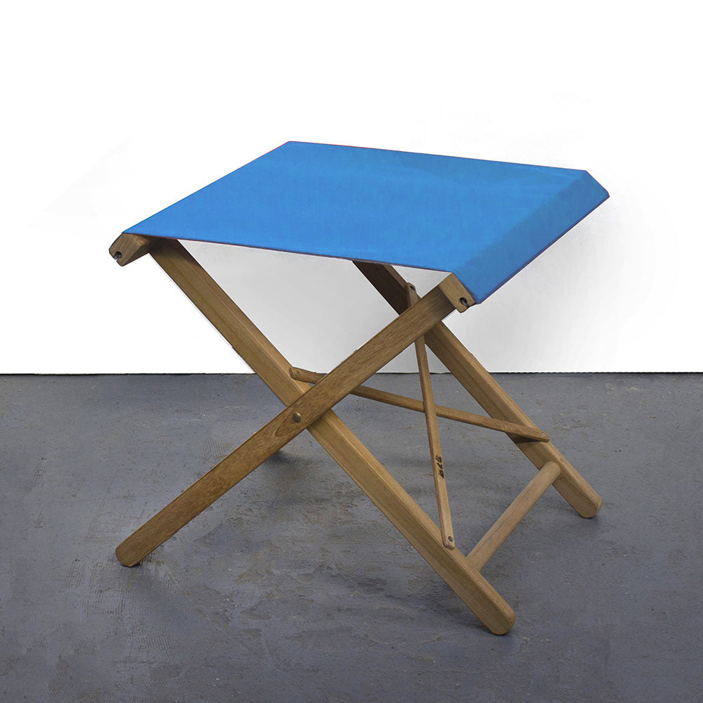 Folding Stool Teak Synthetic Capri Blue
