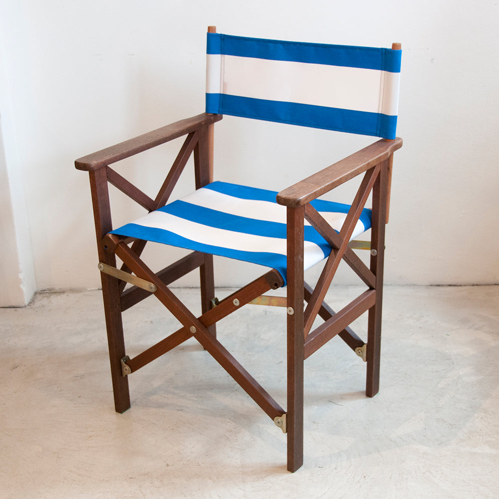 Directors Chair Hardwood Synthetic Royal Blue/White