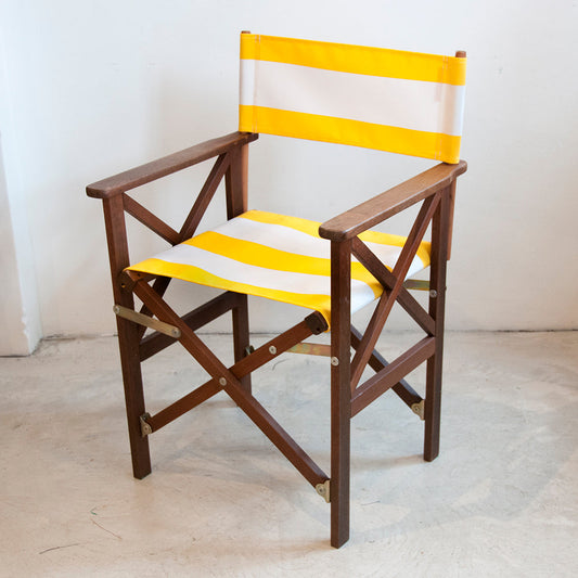 Directors Chair Hardwood Synthetic Yellow/White