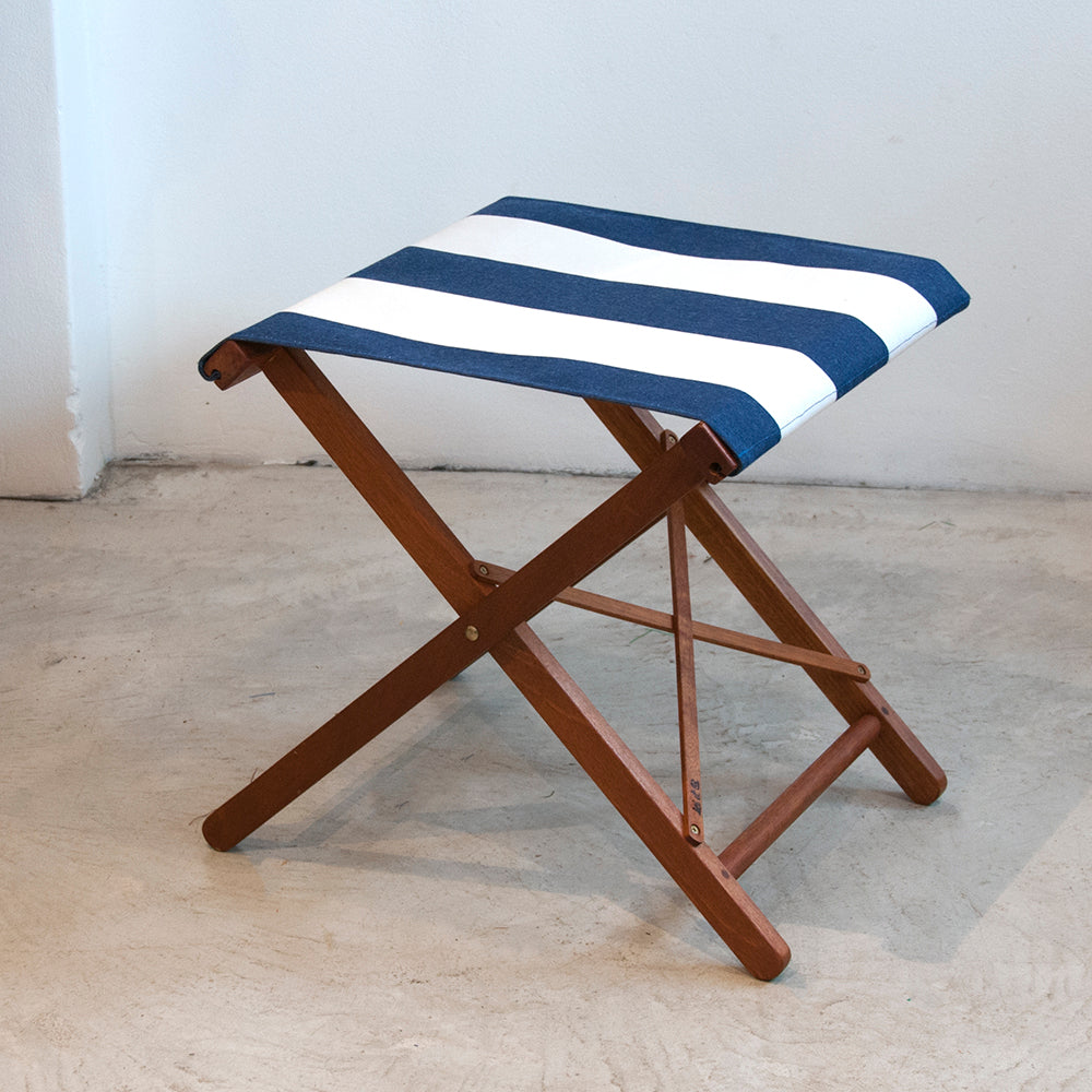 Replacement Sling Folding Stool Synthetic Navy Blue/Cream