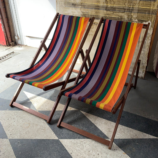 SALE set of 2 Deckchair Hardwood Synthetic Dessy