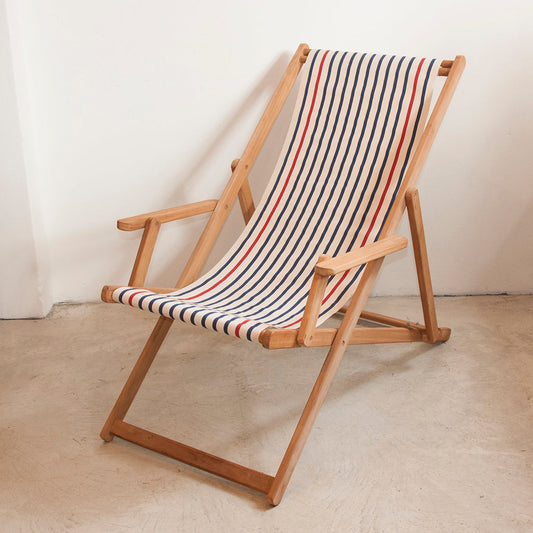 Deckchair w/Arms Teak Cotton Ecur Marine