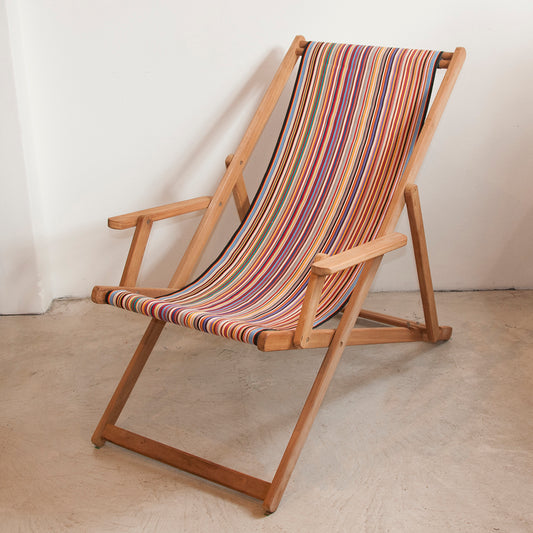 Deckchair w/Arms Teak Cotton Tom Multi