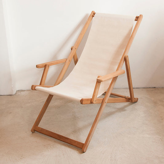 Deckchair w/Arms Teak Synthetic Natural