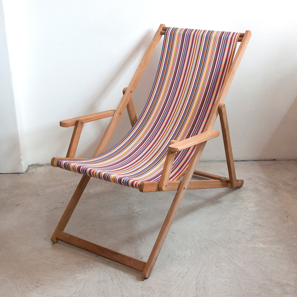 Deckchair w/Arms Teak Synthetic Tom Multi