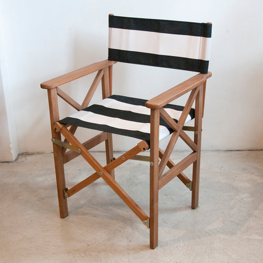 Directors Chair Teak Synthetic Charcoal/White