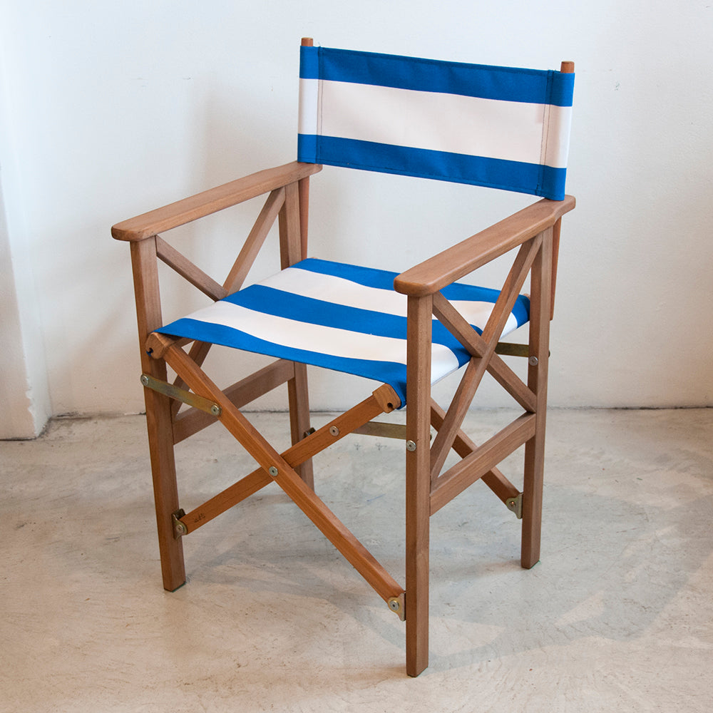 Directors Chair Teak Synthetic Royal/White